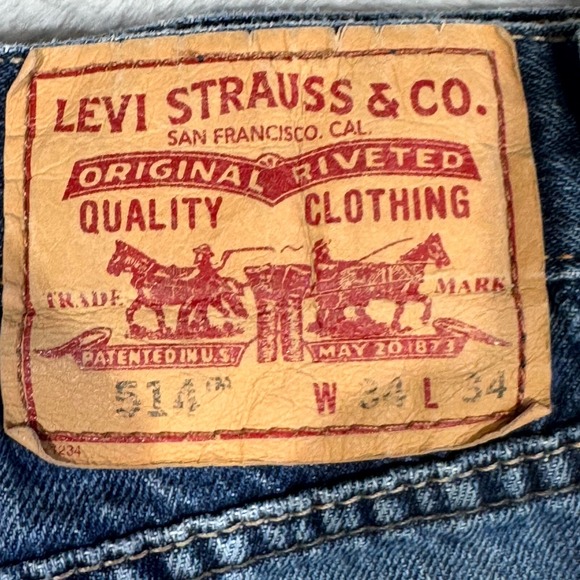 Vintage Levi's 514 Men's Jeans 34x34 Blue Denim 100% Cotton Slim Straight - Picture 12 of 15